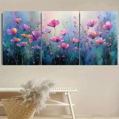 3pcs Flower On Canvas, Art, Pink Floral  Wall Art Set Canvas Unframed - High Quality Print 100% Australian Made Wall Canvas - Bella Home Decor