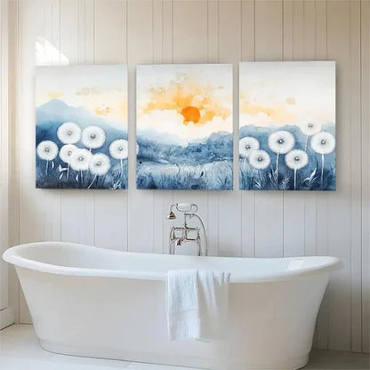 3pcs Watercolor Dandelion and Mountain Perfect Wall Art Canvas Unframed - High Quality Print 100% Australian Made Wall Canvas