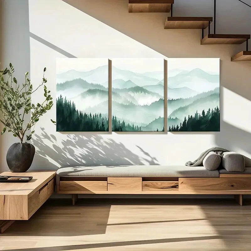 3pcs Forest Landscape Mountain View Nature Scenery Metal Print Ready to Hang Art - Bella Home Decor
