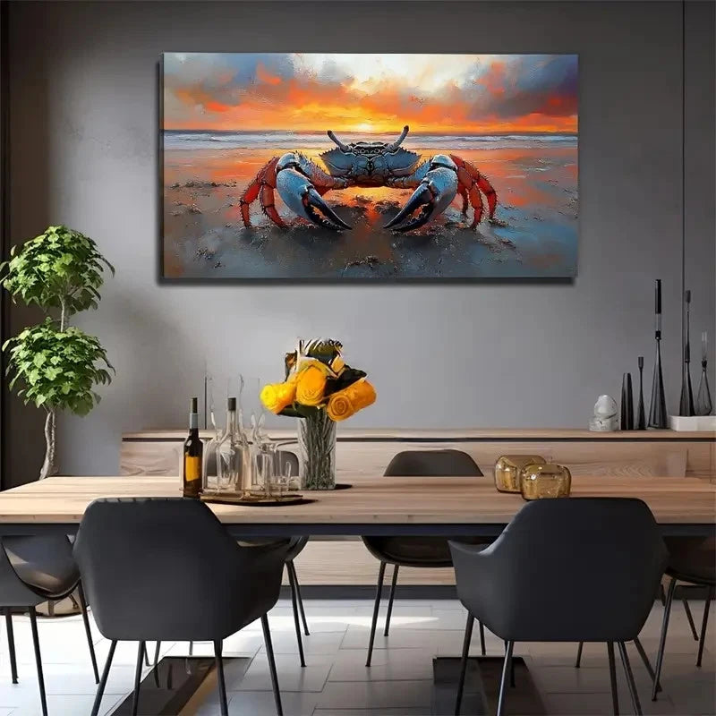 Big Crab On The Beach Wall Art Canvas Office Home Room Framed 120x60cm