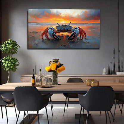 Big Crab On The Beach Wall Art Canvas Office Home Room Framed 120x60cm
