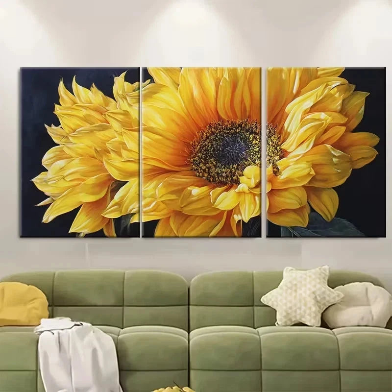 3pcs Vibrant Sunflower in Full Bloom Wall Art Canvas Framed 40x60cm - High Quality Print 100% Australian Made Wall Canvas Ready to Hang