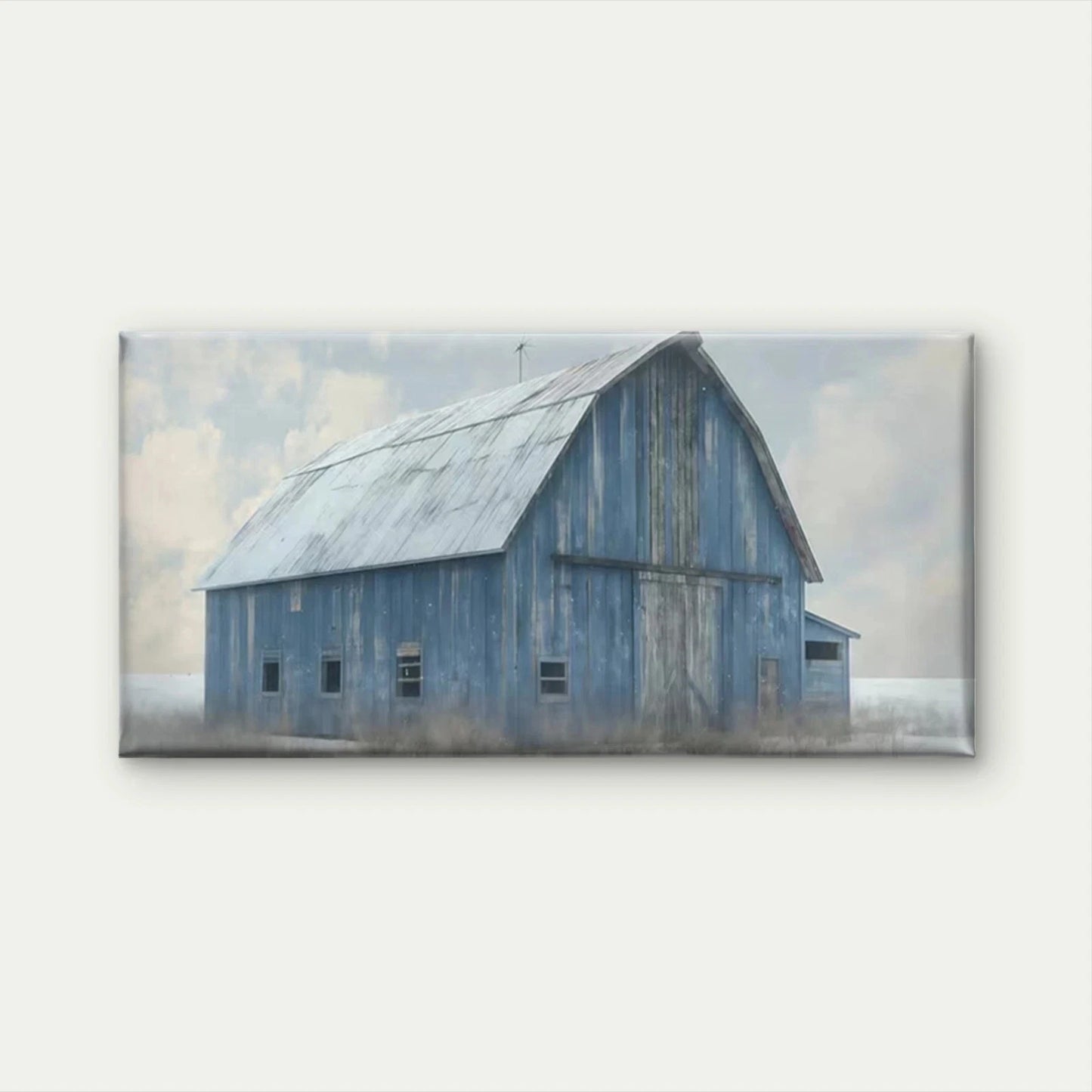 Rustic Blue Wooden Barn Wall Art Canvas Office Home Room Framed 120x60cm