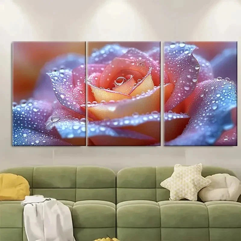 3pcs Pastel Rainbow Rose GH Wall Art Set Canvas Framed 60x90cm - High Quality Print 100% Australian Made Wall Canvas Ready to Hang - Bella Home Decor