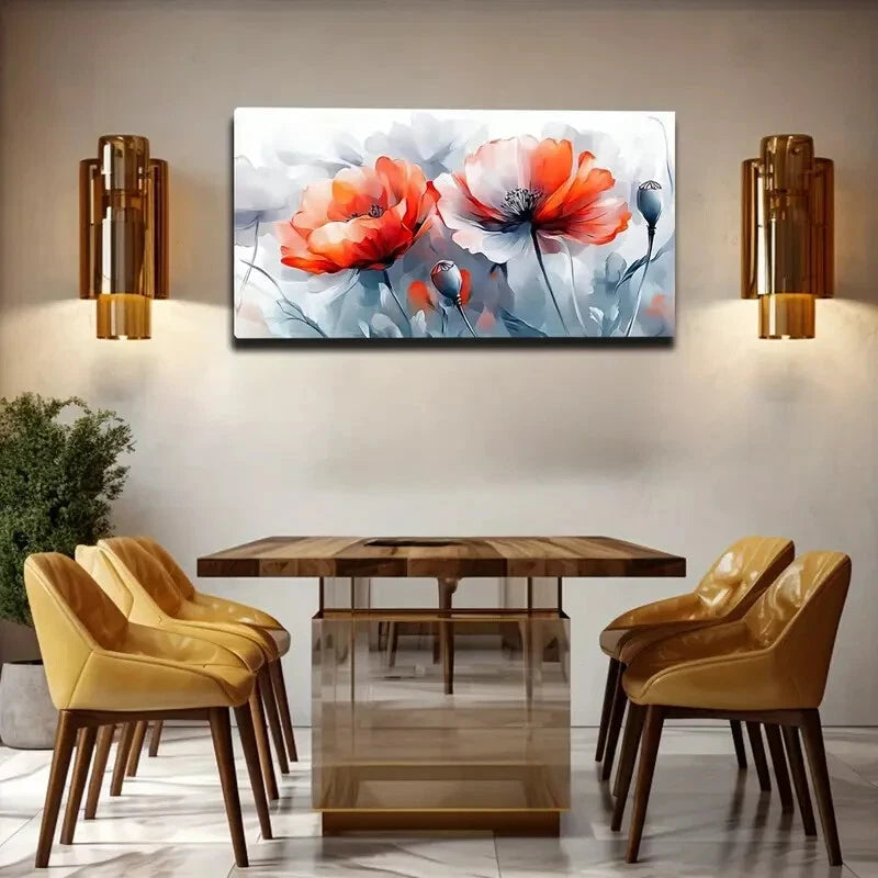 Orange and Red Gradient Petals Wall Art Canvas Office Home Room Framed 120x60cm - Bella Home Decor