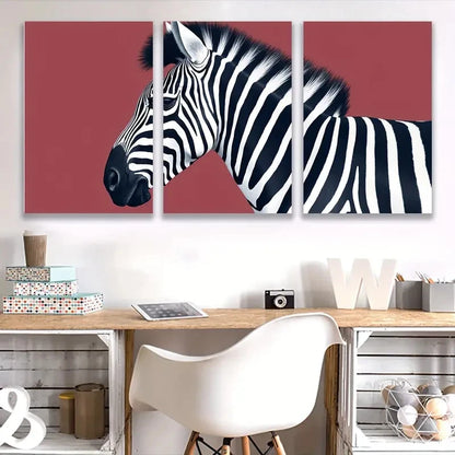 3pcs Zebra Painting with Bold Black & White I    Wall Art Set Canvas Framed 60x90cm - High Quality Print 100% Australian Made Wall Canvas Ready to Hang - Bella Home Decor
