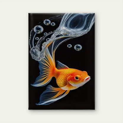 Goldfish Oil Painting on Black Background 60x90cm Metal Print Ready to Hang