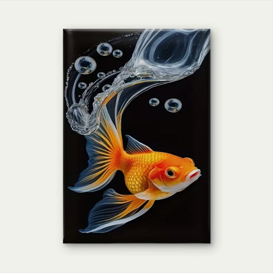 Goldfish Oil Painting on Black Background 60x90cm Metal Print Ready to Hang