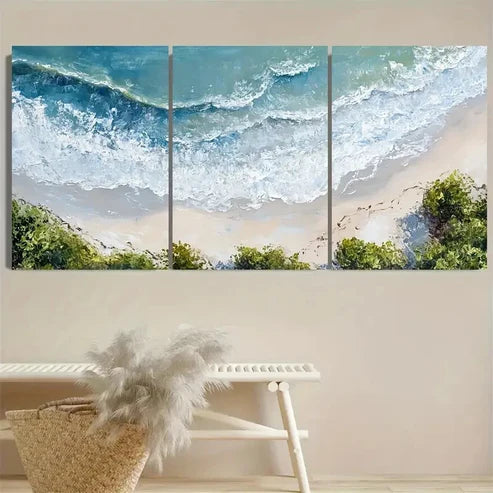 3pcs Bird's Eye View Beach  Wall Art Set Canvas Unframed - High Quality Print 100% Australian Made Wall Canvas - Bella Home Decor
