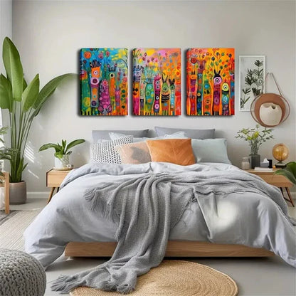 3pcs Magical Cartoon Bacteria Wall Art Set Wall Art Canvas Unframed - High Quality Print 100% Australian Made Wall Canvas