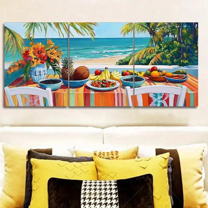 3pcs Tropical Serenity Still Life Painting   Wall Art Set Canvas Framed 40x60cm - High Quality Print 100% Australian Made Wall Canvas Ready to Hang - Bella Home Decor