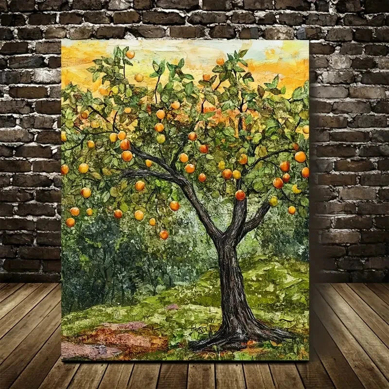 Vibrant Flourishing Pear Tree Forest with Rustic Charm 40x60cm Metal Print Ready to Hang - Bella Home Decor