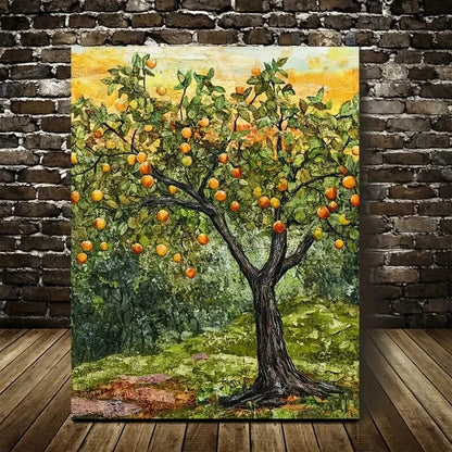 Vibrant Flourishing Pear Tree Forest with Rustic Charm 40x60cm Metal Print Ready to Hang - Bella Home Decor