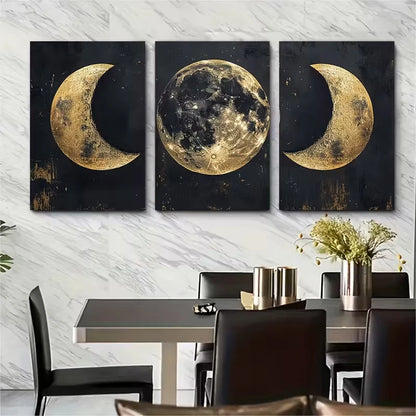3pcs Moon Phases Metal Print Ready to Hang Art