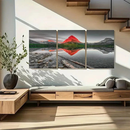 3pcs Swiftcurrent Lake Glacier National Park Metal Print Ready to Hang Art