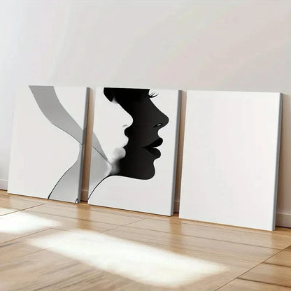 3pcs Black And White Abstract Silhouette    Wall Art Set Canvas Framed 40x60cm - High Quality Print 100% Australian Made Wall Canvas Ready to Hang - Bella Home Decor