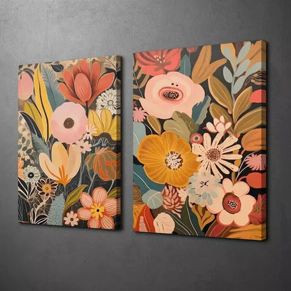 2pcs Mid Century Modern & Bohemian Style Canvas Framed 50x75cm - High Quality Print 100% Australian Made Wall Canvas Ready to Hang - Bella Home Decor