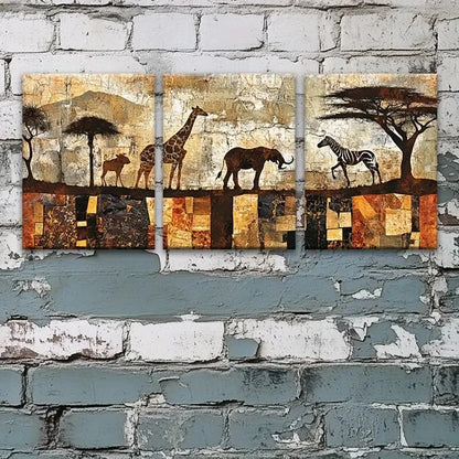 3pcs Retro Desert Mysterious Abstract Metal Print Ready to Hang Art - Bella Home Decor