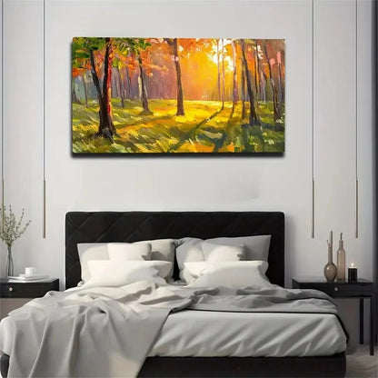 Vibrant Forest Décor Modern Wall Art Canvas Office Home Room Framed 120x60cm