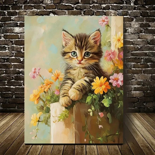 Charming Bengal Kitten Featuring a Cute Cat Painting 40x60cm Metal Print Ready to Hang - Bella Home Decor