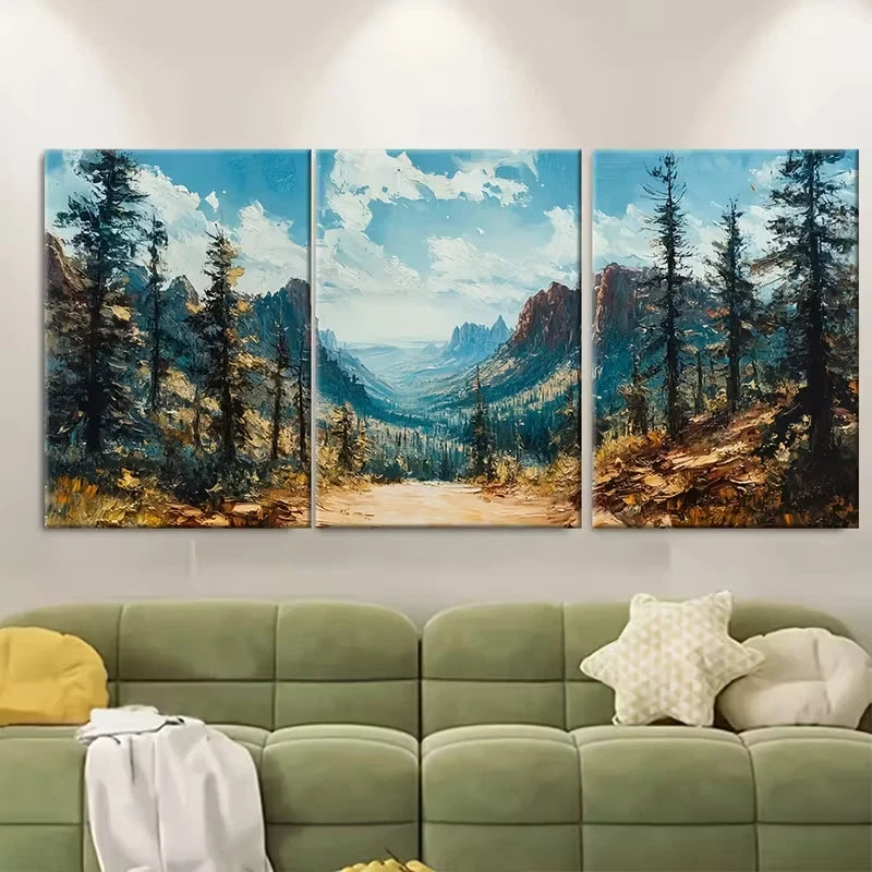 3pcs Zion Oil Painting Utah Metal Print Ready to Hang Art