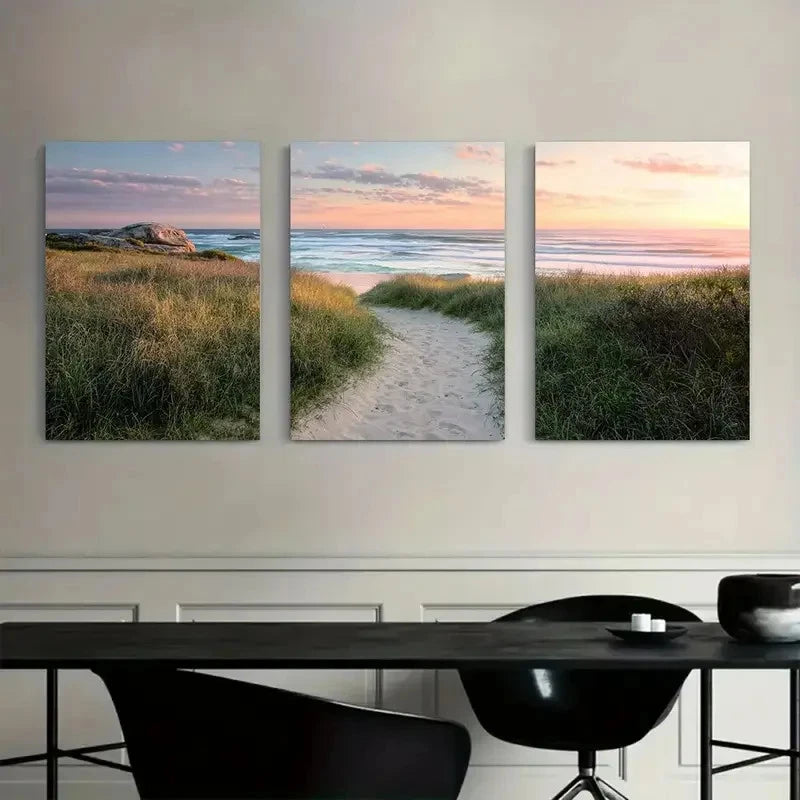 3pcs Array of Beautiful Flowers in Various Colors Metal Print Ready to Hang Art - Bella Home Decor
