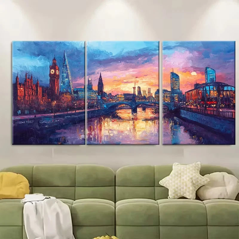 3pcs Manchester Travel Print Metal Print Ready to Hang Art