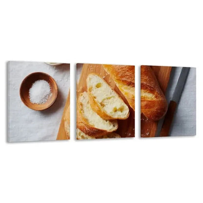 3pcs Baked Bread & Salt Bowl Design   Wall Art Set Canvas Framed 50x70cm - High Quality Print 100% Australian Made Wall Canvas Ready to Hang - Bella Home Decor