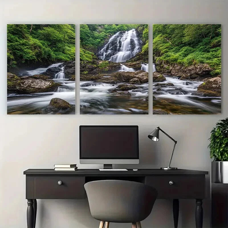 3pcs Torc Waterfall Killarney National Park Travel Metal Print Ready to Hang Art - Bella Home Decor