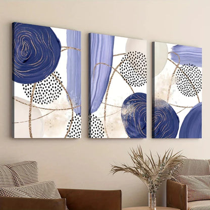 3pcs Purple Abstract Geometric Elegant Black Dot Set Canvas Unframed - High Quality Print 100% Australian Made Wall Canvas