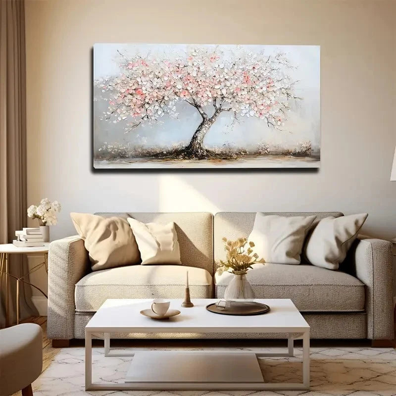 Cherry Blossom Tree Modern Wall Art canvas office home room framed 120x60cm - Bella Home Decor