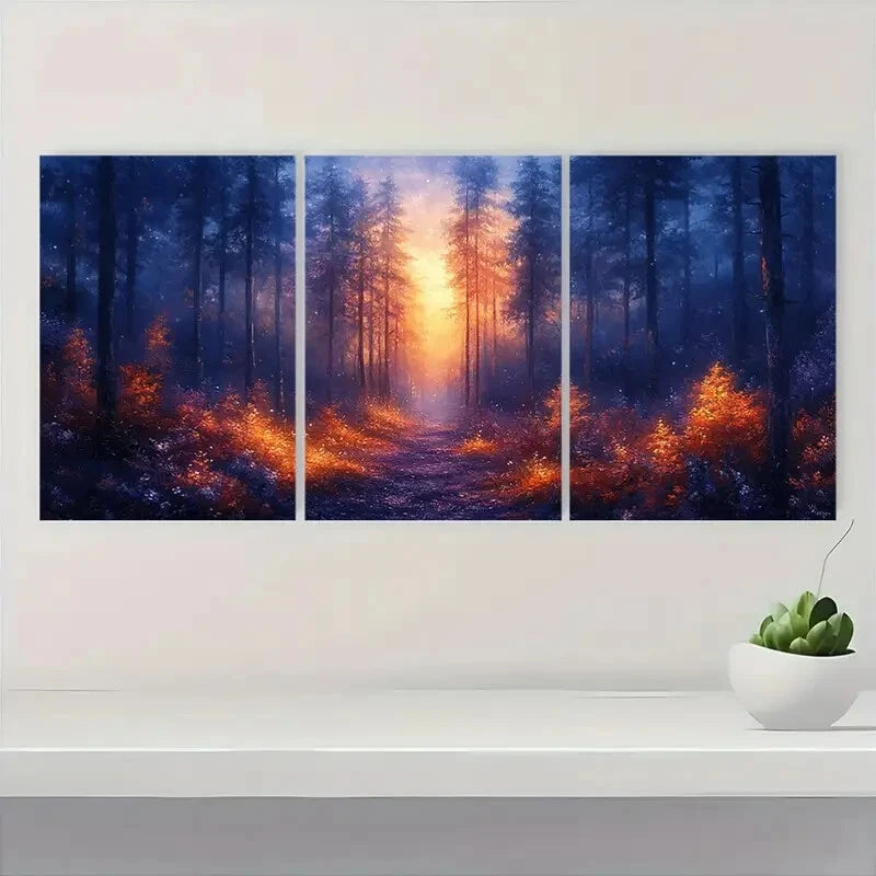 3pcs Magical Fantasy Land unlit Pathway through Metal Print Ready to Hang Art - Bella Home Decor