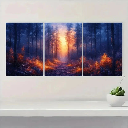 3pcs Magical Fantasy Land unlit Pathway through Metal Print Ready to Hang Art - Bella Home Decor