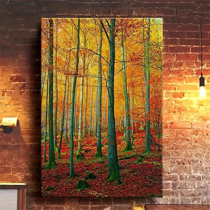 Golden Autumn Forest Landscape 60x90cm Metal Print Ready to Hang