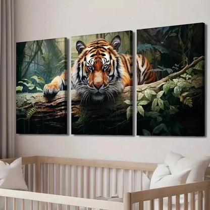 3pcs Tiger Painting in Tropical Jungle Decor Wall Art Canvas Unframed - High Quality Print 100% Australian Made Wall Canvas