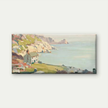 Coastal Cottage Cliffside Ocean Wall Art Canvas Office Home Room Framed 120x60cm