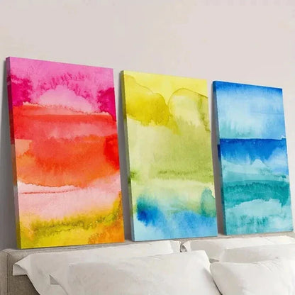 3pcs Colorful Gradient Abstract Painting Wall Art Canvas Unframed - High Quality Print 100% Australian Made Wall Canvas - Bella Home Decor