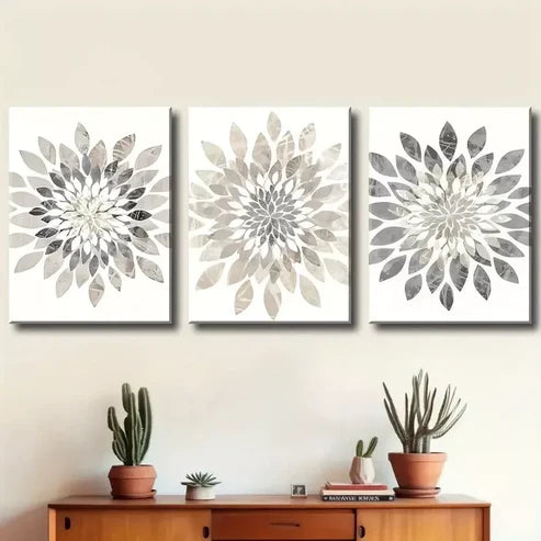 3pcs Modern Minimalist Abstract Floral Art Canvas Framed 60X90cm - High Quality Print 100% Australian Made Wall Canvas Ready to Hang - Bella Home Decor