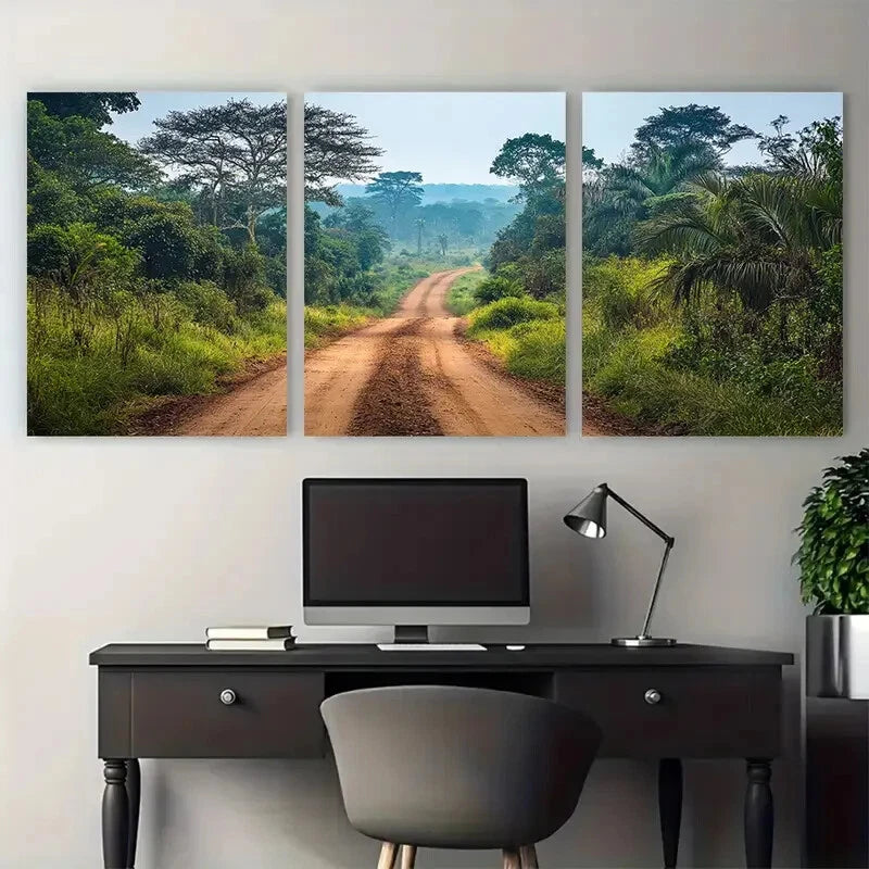 3pcs Loango National Park Africa Gabon Inspired Metal Print Ready to Hang Art - Bella Home Decor