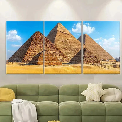 3pcs the Great Pyramids of Giza R    Wall Art Set Canvas Framed 40x60cm - High Quality Print 100% Australian Made Wall Canvas Ready to Hang