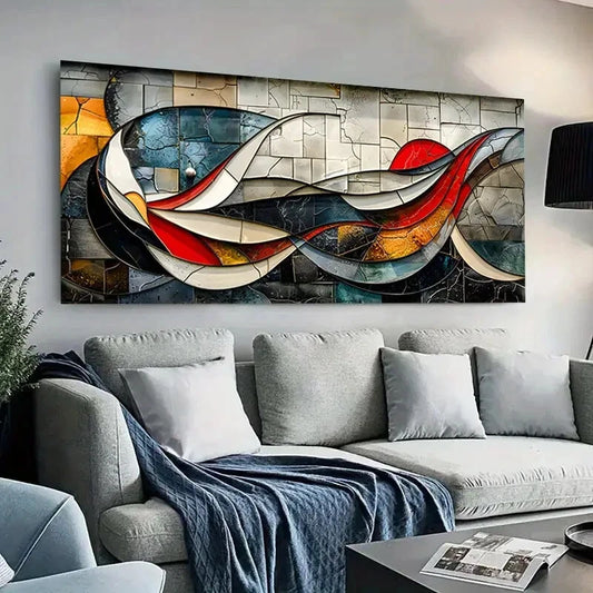 Modern Abstract Geometric Wall Art Canvas Office Home Room Framed 120x60cm