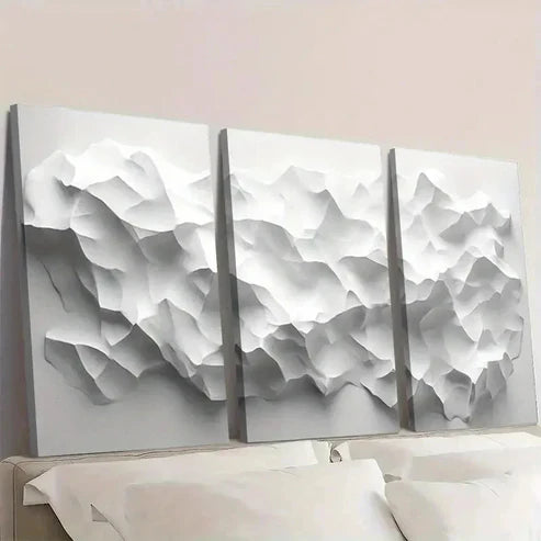 3pcs Abstract Geometric White Polygons on  Wall Art Set Canvas Unframed – High Quality Print 100% Australian Made Wall Canvas - Bella Home Decor