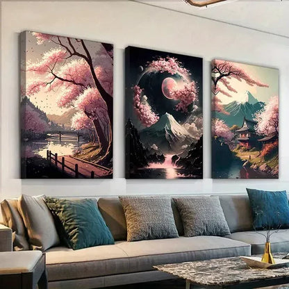 3pcs Sakura Art Set Canvas Unframed - High Quality Print 100% Australian Made Wall Canvas