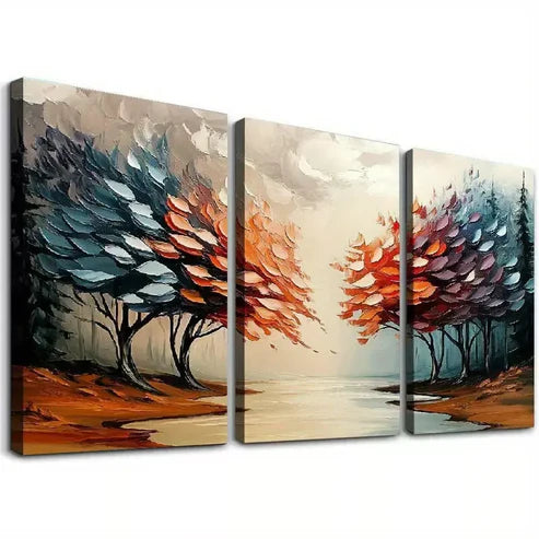 3pcs Modern Elegant Abstract Forest Triptych Art Set Canvas Unframed - High Quality Print 100% Australian Made Wall Canvas