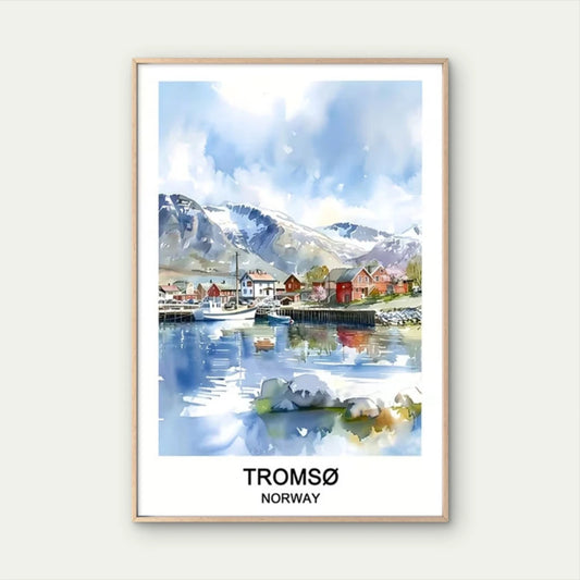 Tromsø, Norway Modern Themed Decor Travel Poster Print Wall Art