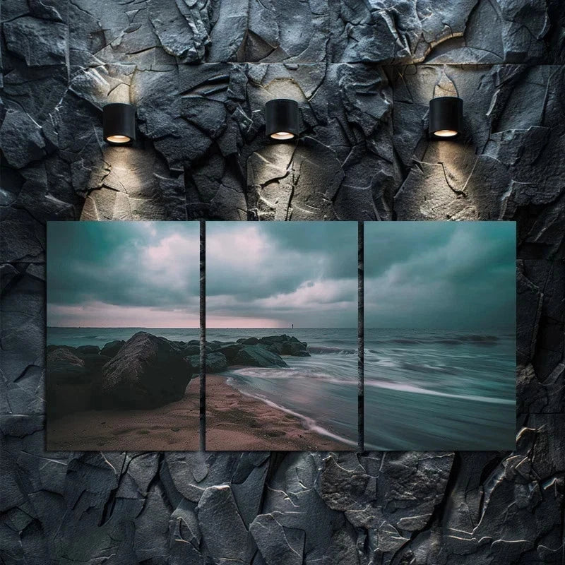 3pcs Dark Stormy Sky Over The Sea Metal Print Ready to Hang Art - Bella Home Decor