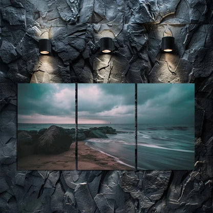 3pcs Dark Stormy Sky Over The Sea Metal Print Ready to Hang Art - Bella Home Decor