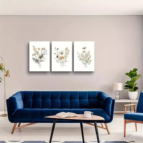 3pcs Boho Botanical with Vintage Green Art Set Canvas Unframed - High Quality Print 100% Australian Made Wall Canvas - Bella Home Decor
