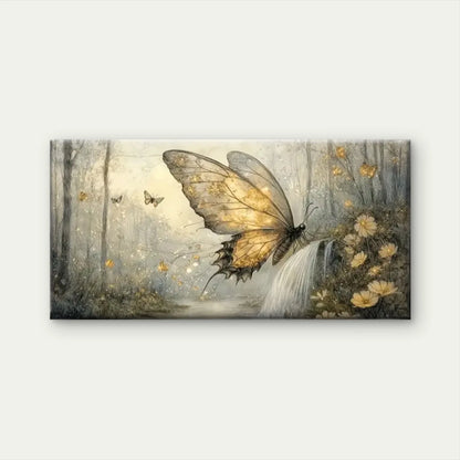 Enchanting Butterfly Waterfall Wall Art Canvas Office Home Room Framed 120x60cm