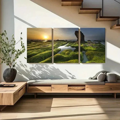 3pcs Sea Coastline Rugged Landforms Wall Art Canvas Unframed – High Quality Print 100% Australian Made Wall Canvas